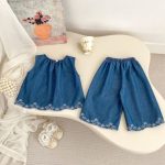 【73-120cm】セットアップ ベビー 女の子 デニムトップス&パンツ ノースリーブ - 画像 (7)