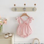 【66-90cm】サロペットロンパース ベビー フリル袖 チェック - 画像 (7)