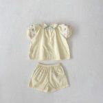 【73-100cm】セットアップ ベビー ガーリー 花柄 刺繍襟付き - 画像 (4)