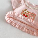 【73-120cm】Tシャツ うさぎプリント 可愛い フリル 韓国風 トップス - 画像 (20)