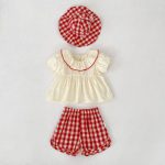 【73-110cm】セットアップor帽子 ベビー チェック柄 通園・お出かけに - 画像 (9)
