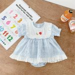 【66-90cm】ロンパースワンピース ベビー フリル付き ハート柄 - 画像 (13)