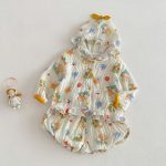 【73-120cm】セットアップ ベビー 女の子 フード付き 薄手 - 画像 (10)