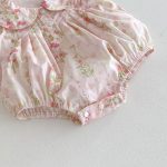 【66-90cm】ロンパース ベビー 小花柄 丸襟 ノースリーブ - 画像 (11)