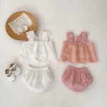 【66-100cm】セットアップ ベビー アイレットフラワー&ハート - 画像 (3)