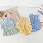 【66-90cm】ロンパース ベビー ノースリーブ チェック柄 - 画像 (15)