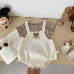 【66-90cm】セットアップ 熊さん 可愛い サロペット&Tシャツ - 画像 (9)