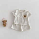 【73-110cm】セットアップ ベビー 男の子 ワッフル くま柄 - 画像 (3)