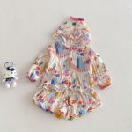 【73-120cm】セットアップ ベビー 女の子 フード付き 薄手 - 画像 (9)