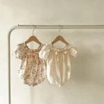 【66-90cm】ロンパース ベビー 女の子 リボン 小花柄 - 画像 (8)