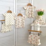 【66-100cm】セットアップ ベビー フリル袖トップス&レースショートパンツ - 画像 (13)