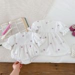 【66-110cm】ロンパースorワンピース フラワー柄 ホワイト 姉妹服 - 画像 (11)