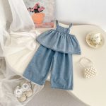 【73-120cm】デニムセットアップ ベビー 女の子 フラワー 刺繍 - 画像 (5)