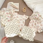 【66-100cm】セットアップ ベビー フリル袖トップス&レースショートパンツ - 画像 (14)