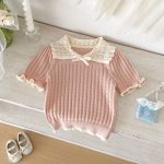 【73-100cm】Tシャツ 半袖 可愛い襟 トップス - 画像 (11)