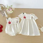 【66-130cm】ワンピース or ロンパース ベビー 女の子 可愛い刺繍 - 画像 (5)