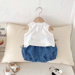 【73-100cm】トップスorパンツ ベビー 可愛い デニム ブルマ - 画像 (8)