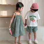 【80-150cm】セットアップorワンピース スイカ ストライプ おしゃれ - 画像 (13)