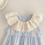 【66-130cm】ロンパースorワンピース フリル襟 ブルー 姉妹服 - 画像 (17)