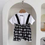 【66-100cm】セットアップ 可愛い パンダ サロペット＆シャツ - 画像 (10)