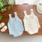 【66-100cm】ロンパース ニット編み シンプル 着心地良い ベビー服 - 画像 (2)