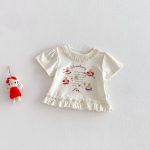 【73-120cm】Tシャツ うさぎプリント 可愛い フリル 韓国風 トップス - 画像 (12)