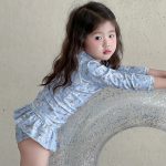 【80-130cm】水着 長袖 ラッシュガード UVカット 花柄 - 画像 (4)