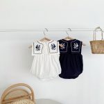 【66-90cm】ロンパース ベビー ナチュラル 花刺繍 スクエア襟 - 画像 (11)