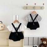 【66-90cm】サロペットorTシャツ カジュアル シンプル 赤ちゃん服 - 画像 (3)