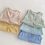 【66-90cm】ロンパース ベビー ノースリーブ チェック柄 - 画像 (14)