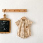 【66-90cm】ロンパース ベビー チェック クマロゴ - 画像 (9)