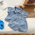 【66-100cm】セットアップ デニム 半袖 カジュアル ベビー服 - 画像 (7)