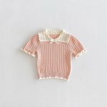 【73-100cm】Tシャツ 半袖 可愛い襟 トップス - 画像 (5)