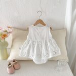 【73-110cm】ロンパース 蝶結び ホワイト シンプル 女の子 - 画像 (3)