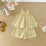 【73-110cm】セットアップ イエロー チェックトップス&ブルマ - 画像 (11)