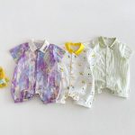 【66-90cm】オールインワン 総柄アート 可愛い ベビー服