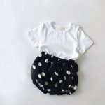 【66-100cm】Tシャツ or ショートパンツ ベビー 無地 ドット&チェック柄 - 画像 (4)