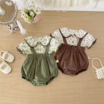 【66-100cm】二点セット シャツ&サロペット フラワー 可愛い - 画像 (8)