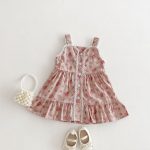 【90-140cm】ワンピース 女の子 おしゃれ 花柄 レトロ