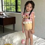 【90-140cm】水着 可愛い カラフル チェック柄 フリル - 画像 (3)