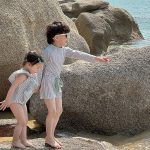 【90-140cm】水着 韓国風 ストライプ フリル - 画像 (3)