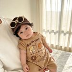 【66-90cm】ロンパース パン柄 ブラウン 可愛い 肌触り良い ベビー服 - 画像 (8)