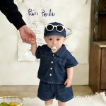 【66-100cm】セットアップ デニム 半袖 カジュアル ベビー服 - 画像 (4)