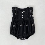 【90-130cm】ロンパースorワンピース 蝶結び柄 ブラック 姉妹服 - 画像 (14)