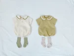 【66-90cm】ロンパース ベビー 無地 半袖 セーラー風 - 画像 (8)