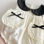 【66-140cm】ロンパース or ワンピース ベビー 女の子 丸襟 リボン - 画像 (16)