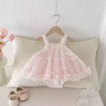 【66-90cm】ロンパース ベビー 可愛い リボンメッシュ - 画像 (4)