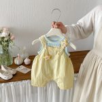 【66-90cm】セットアップ イエロースター サロペット&シャツ - 画像 (5)