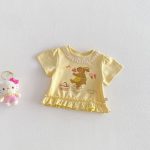 【73-120cm】Tシャツ うさぎプリント 可愛い フリル 韓国風 トップス - 画像 (13)
