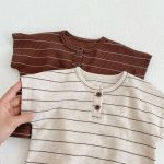 【66-100cm】セットアップ ベビー 韓国風 ボーダーワッフル - 画像 (10)